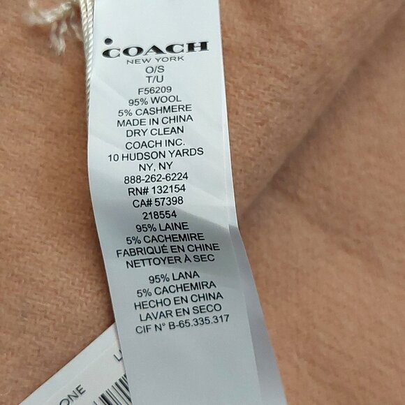 COACH Classic Vintage Pink Tan Reversible Wool & Cashmere Scarf VWT $175 - Picture 12 of 13